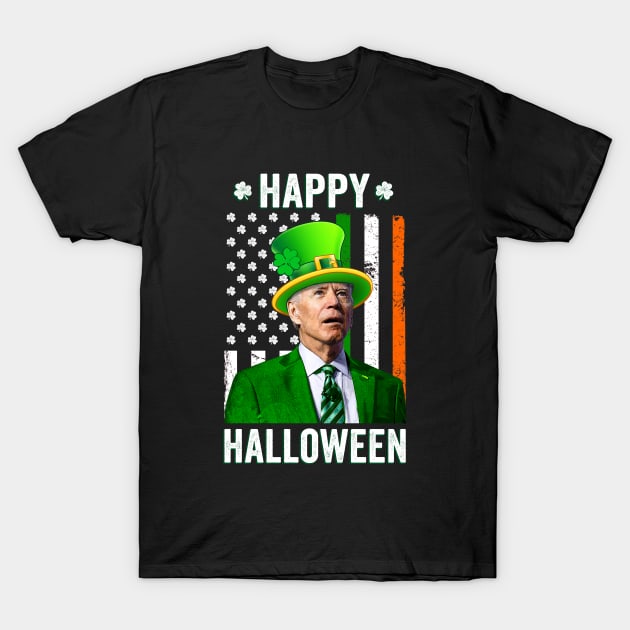 Funny Joe Biden Irish American Flag Happy Halloween T-Shirt by petemphasis